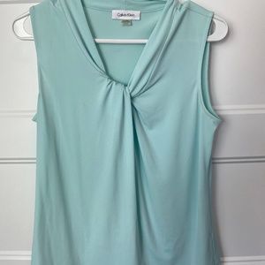 Women's Blue Green Calvin Klein Tank Top Blouse,  Size S